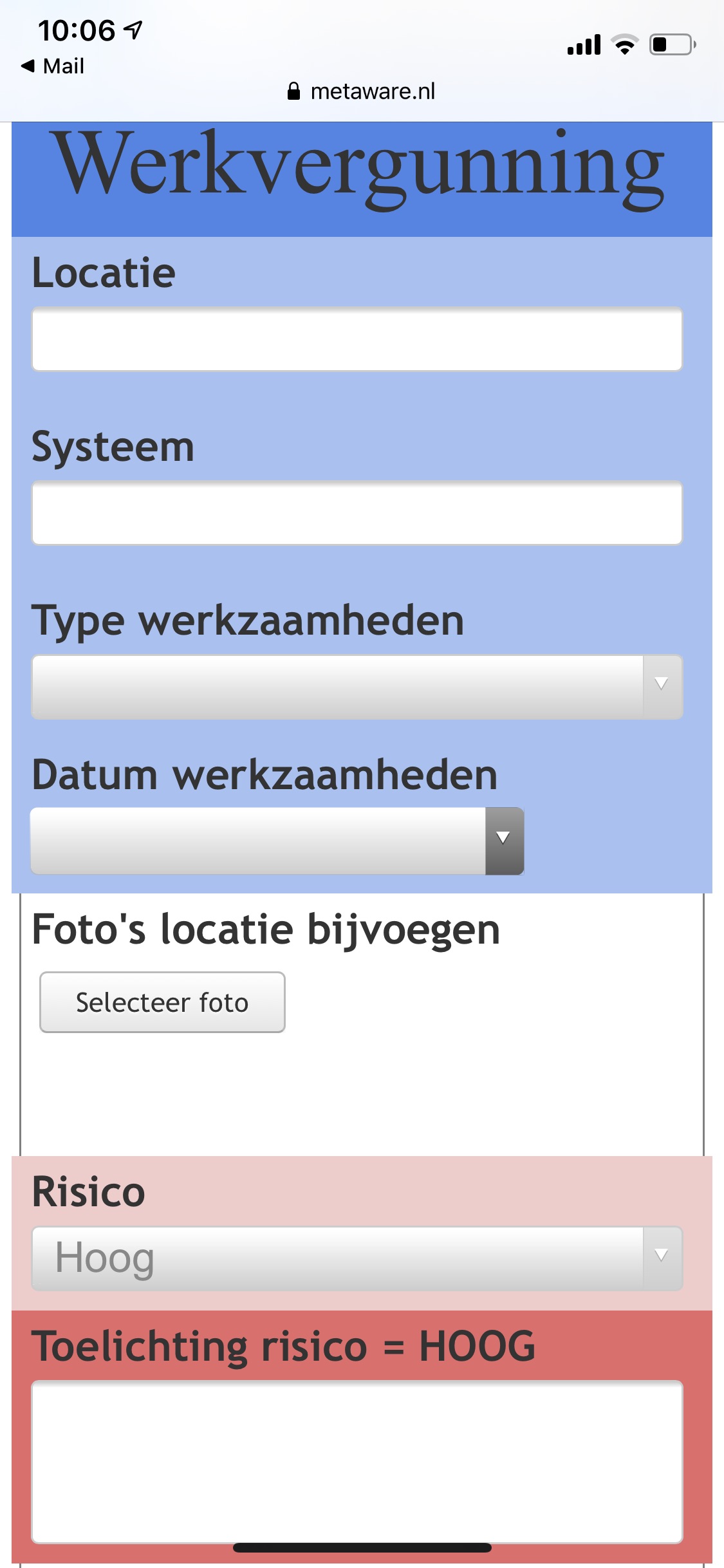 Werkvergunningsformulier als mobiele app