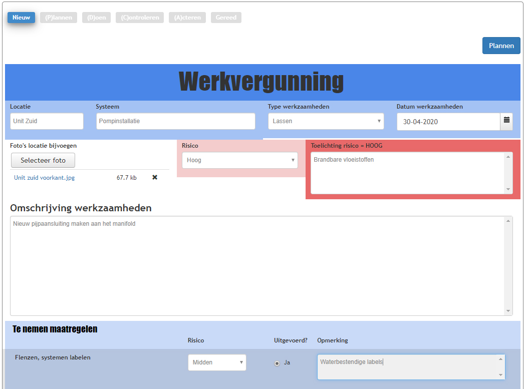 Werkvergunningsformulier op tablet