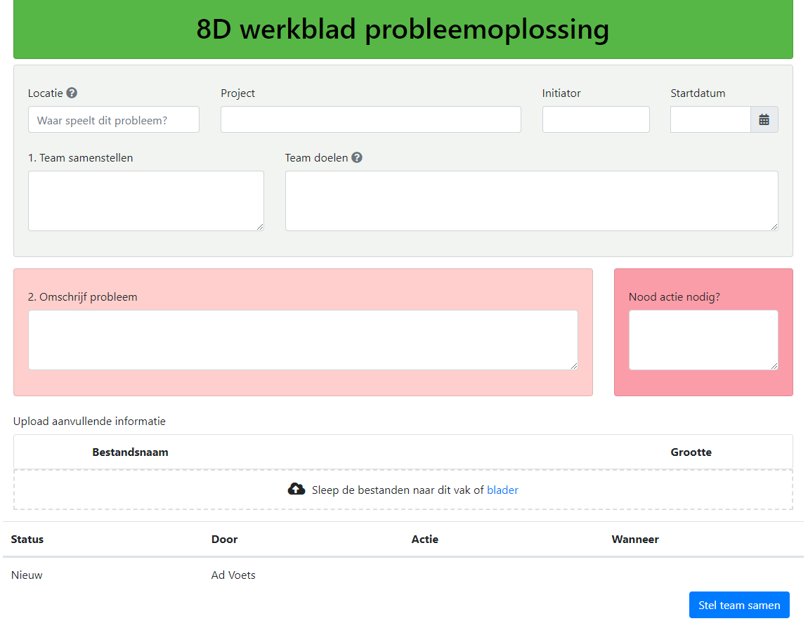 dynamisch 8D formulier met workflow