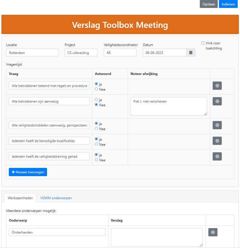 verslag toolbox meeting