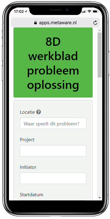 dynamisch 8D formulier met workflow op telefoon